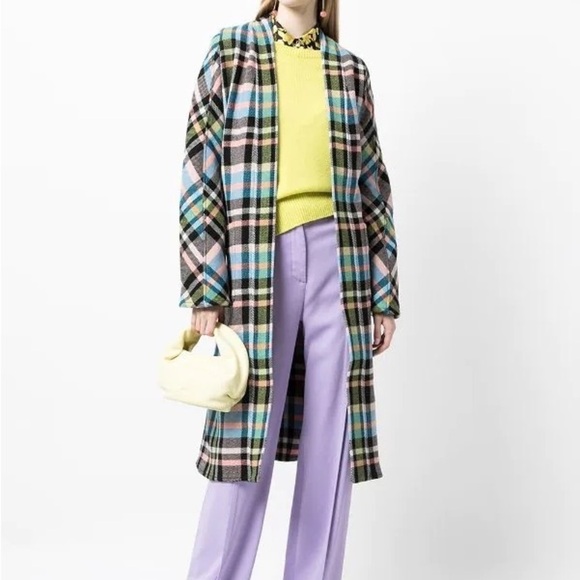 Stine Goya Fernanda Check MIDI Wool Coat Jacket - Picture 10 of 11